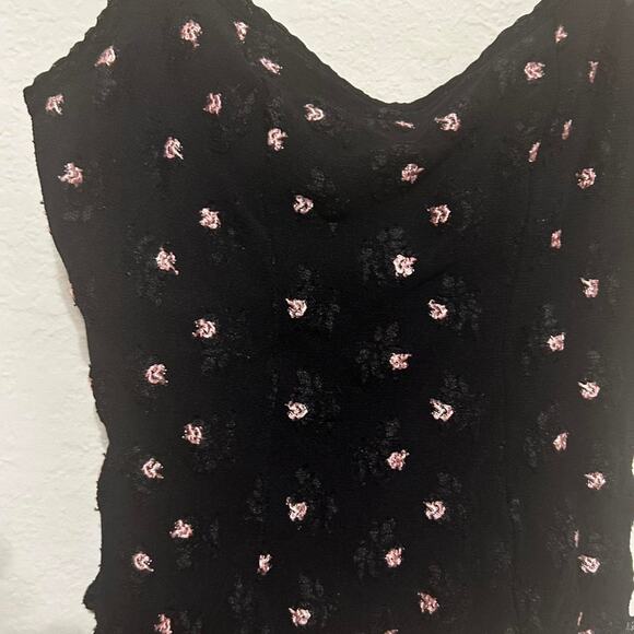 Papillon Blanc 90s Black lace cami with pink floral details - Picture 3 of 6